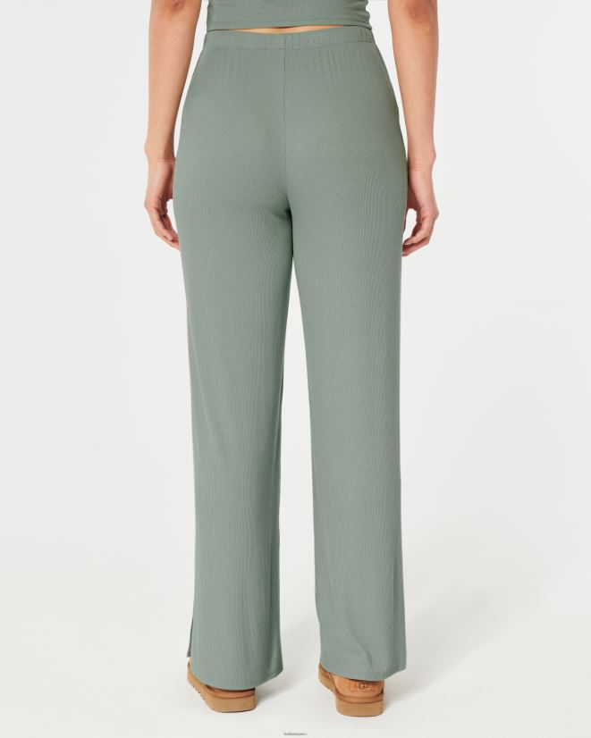 educación física Hollister pantalones de dormir de pernera ancha de canalé gilly hicks verde claro 086N62709 mujer fondos