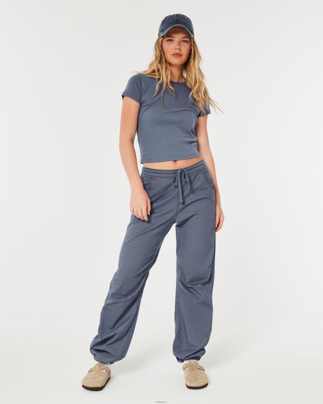 educación física Hollister pantalones de paracaídas de tiro ajustable azul 086N62615 mujer fondos