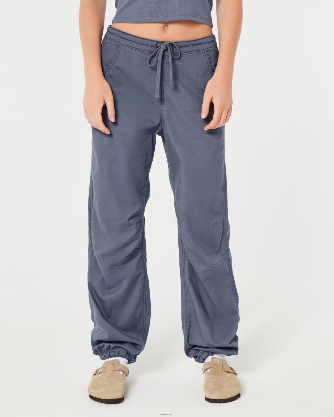 educación física Hollister pantalones de paracaídas de tiro ajustable azul 086N62615 mujer fondos