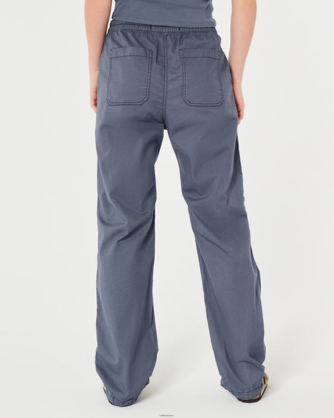 educación física Hollister pantalones de paracaídas de tiro ajustable azul 086N62615 mujer fondos