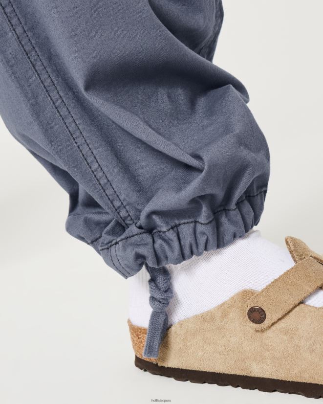 educación física Hollister pantalones de paracaídas de tiro ajustable azul 086N62615 mujer fondos