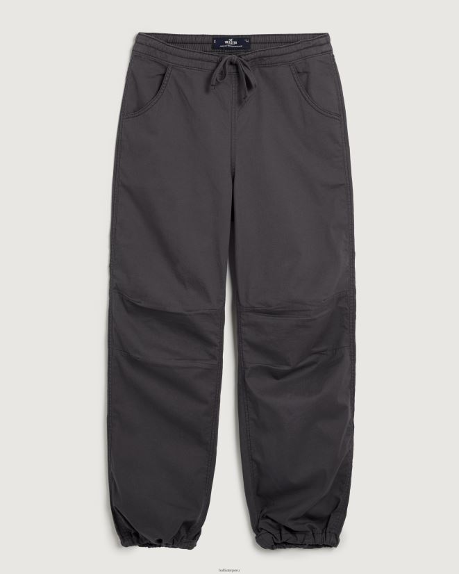 educación física Hollister pantalones de paracaídas de tiro ajustable gris oscuro 086N62680 mujer fondos