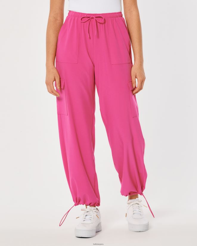 educación física Hollister pantalones de paracaídas de tiro medio gilly hicks active Rosa oscuro 086N62764 mujer fondos