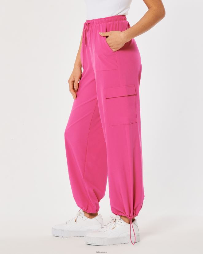 educación física Hollister pantalones de paracaídas de tiro medio gilly hicks active Rosa oscuro 086N62764 mujer fondos