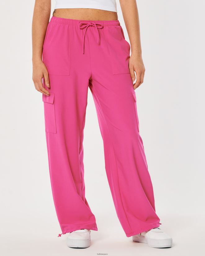 educación física Hollister pantalones de paracaídas de tiro medio gilly hicks active Rosa oscuro 086N62764 mujer fondos