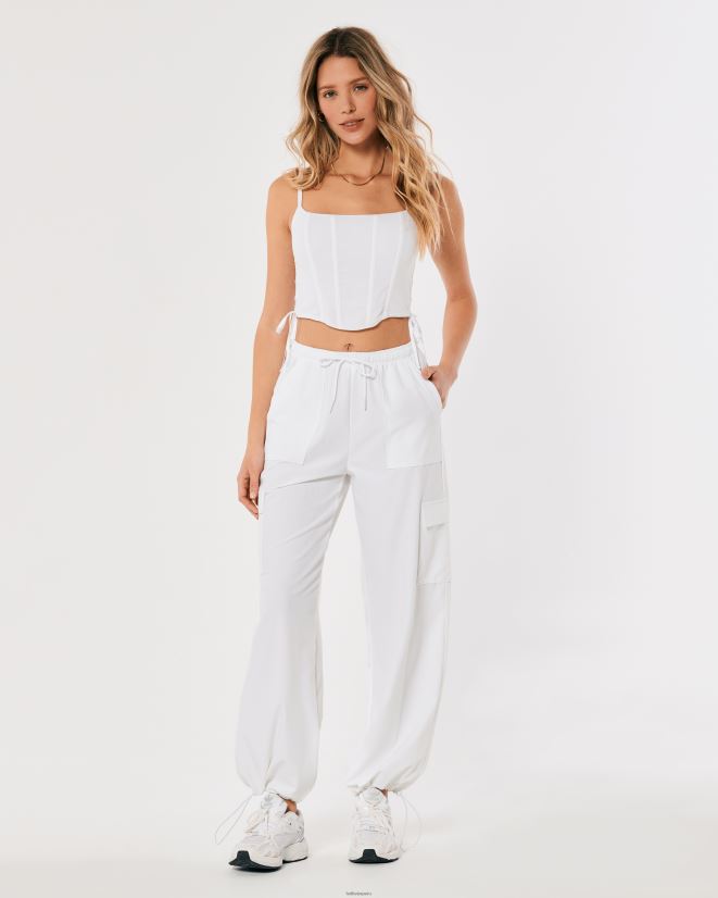 educación física Hollister pantalones de paracaídas de tiro medio gilly hicks active blanco 086N62711 mujer fondos