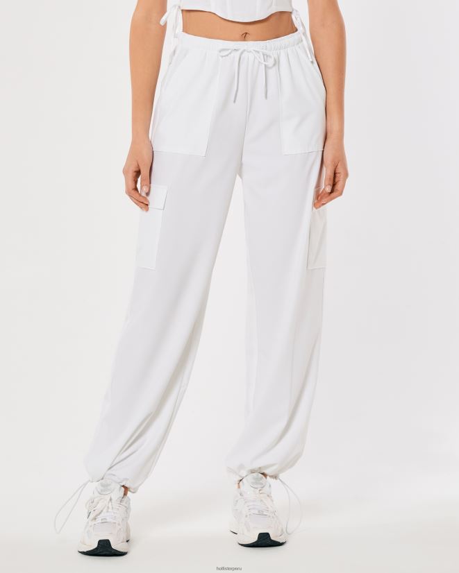 educación física Hollister pantalones de paracaídas de tiro medio gilly hicks active blanco 086N62711 mujer fondos