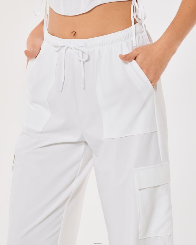 educación física Hollister pantalones de paracaídas de tiro medio gilly hicks active blanco 086N62711 mujer fondos