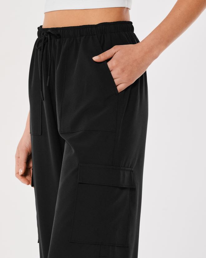 educación física Hollister pantalones de paracaídas de tiro medio gilly hicks active negro 086N62645 mujer fondos