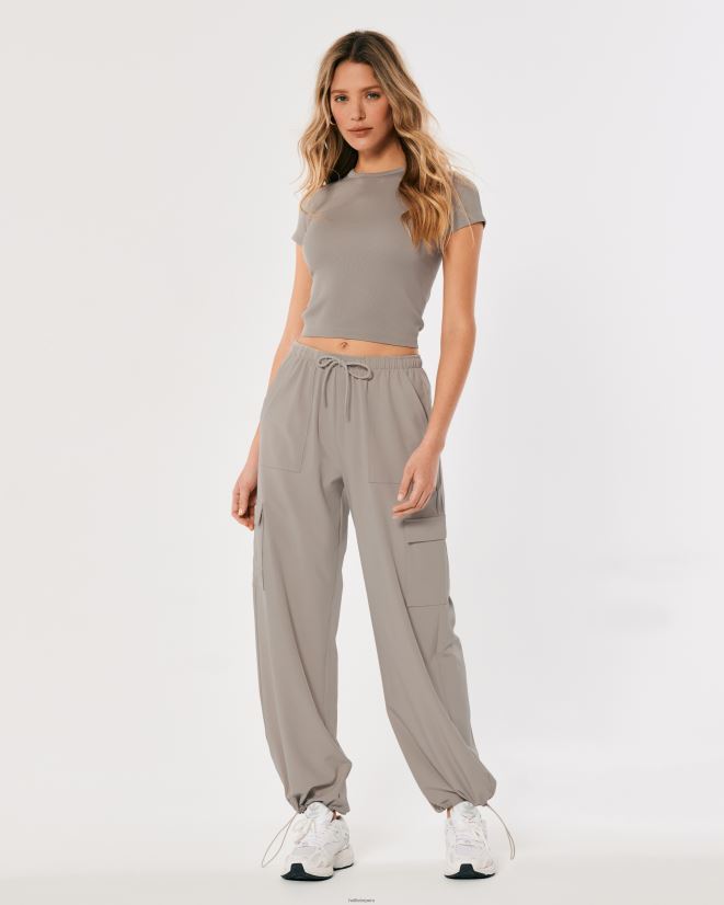 educación física Hollister pantalones de paracaídas de tiro medio gilly hicks active piso gris oscuro 086N62717 mujer fondos