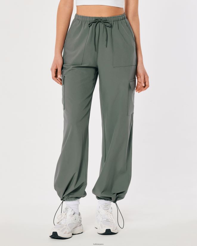 educación física Hollister pantalones de paracaídas de tiro medio gilly hicks active verde salvia oscuro 086N62765 mujer fondos