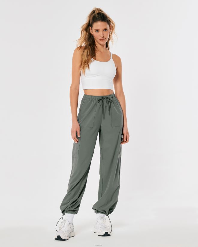 educación física Hollister pantalones de paracaídas de tiro medio gilly hicks active verde salvia oscuro 086N62765 mujer fondos