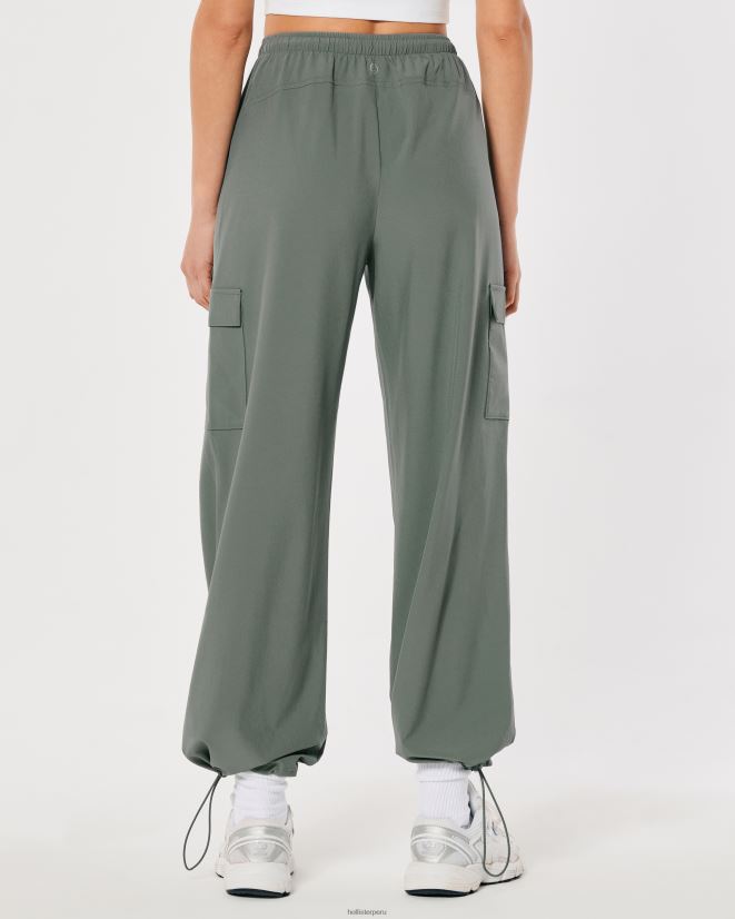 educación física Hollister pantalones de paracaídas de tiro medio gilly hicks active verde salvia oscuro 086N62765 mujer fondos