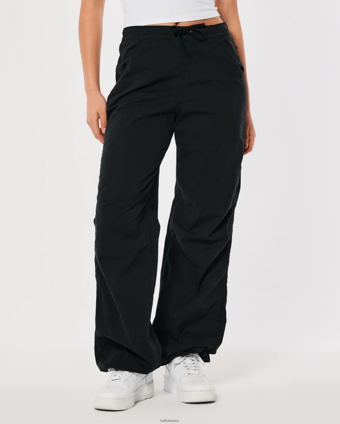 educación física Hollister pantalones de paracaídas holgados con tiro ajustable negro 086N62552 mujer fondos