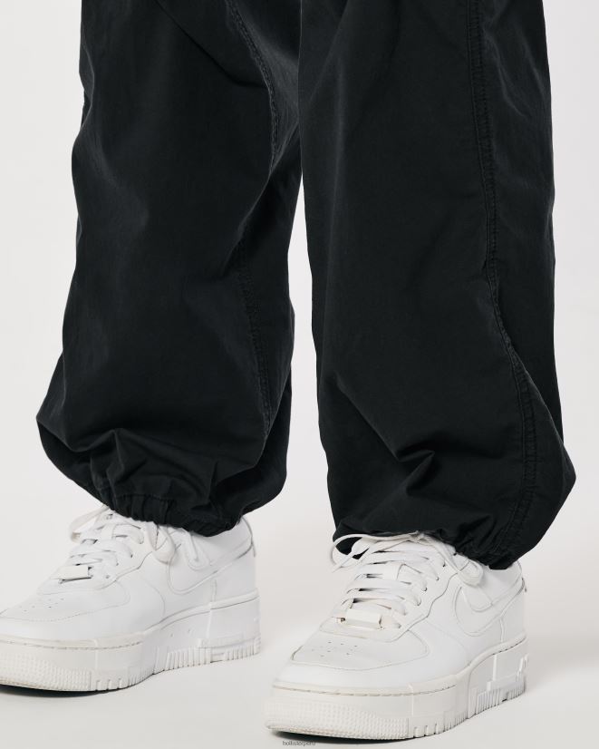 educación física Hollister pantalones de paracaídas holgados con tiro ajustable negro 086N62552 mujer fondos