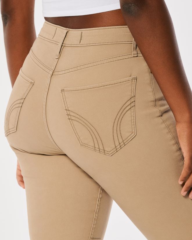 educación física Hollister pantalones superpitillo caqui de tiro alto con curvas marrón claro 086N62524 mujer fondos