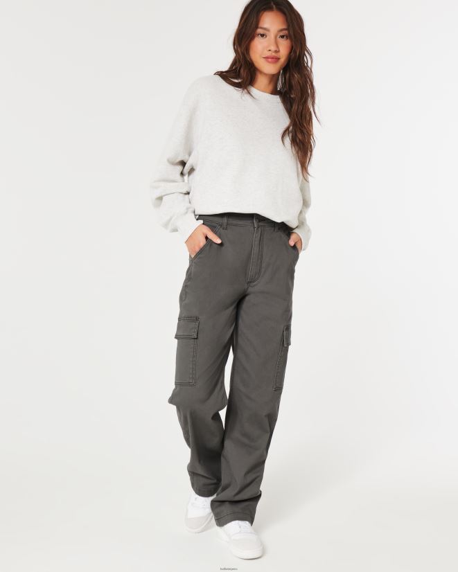 educación física Hollister pantalones tipo cargo de tiro superalto gris oscuro 086N62588 mujer fondos