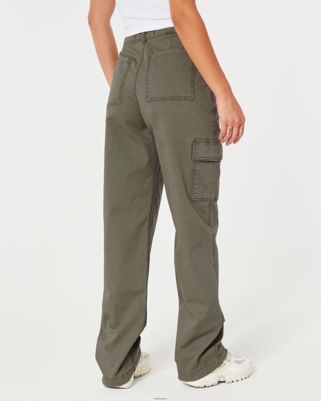 educación física Hollister pantalones tipo cargo de tiro superalto verde oliva 086N62649 mujer fondos