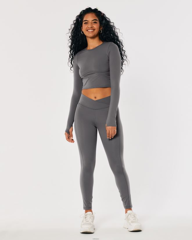 educación física Hollister leggins con cintura en V de tiro alto para turistas sociales gris 086N62766 mujer fondos