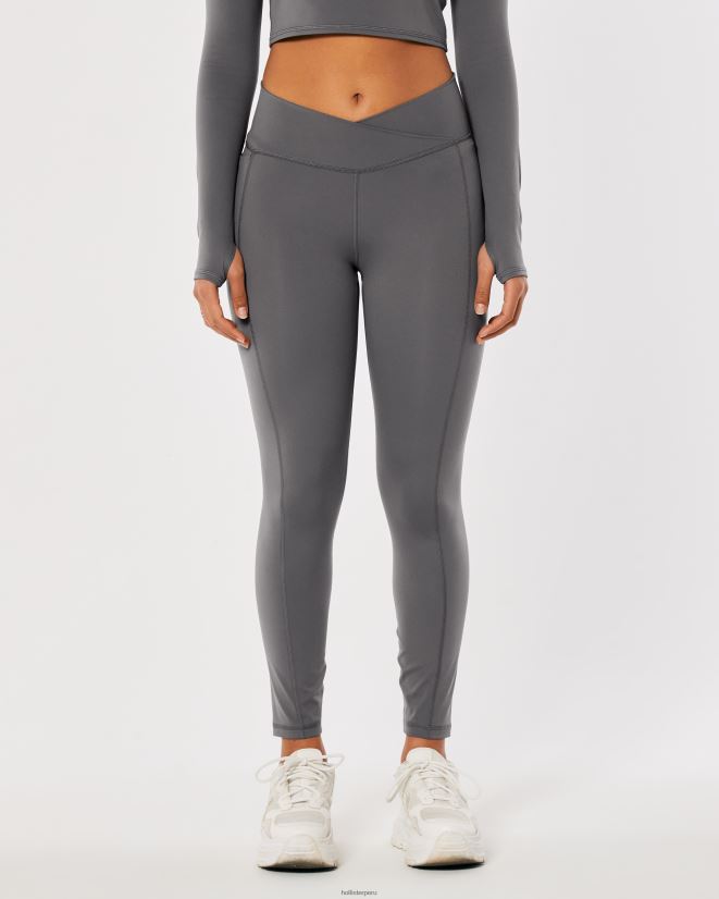 educación física Hollister leggins con cintura en V de tiro alto para turistas sociales gris 086N62766 mujer fondos