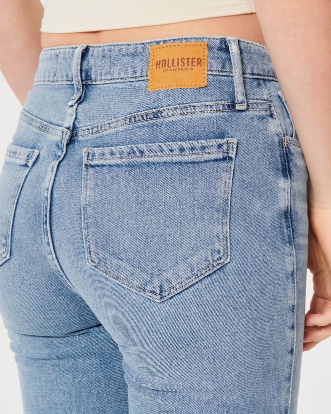 educación física Hollister jeans acampanados de tiro alto con lavado medio lavado medio 086N62589 mujer fondos