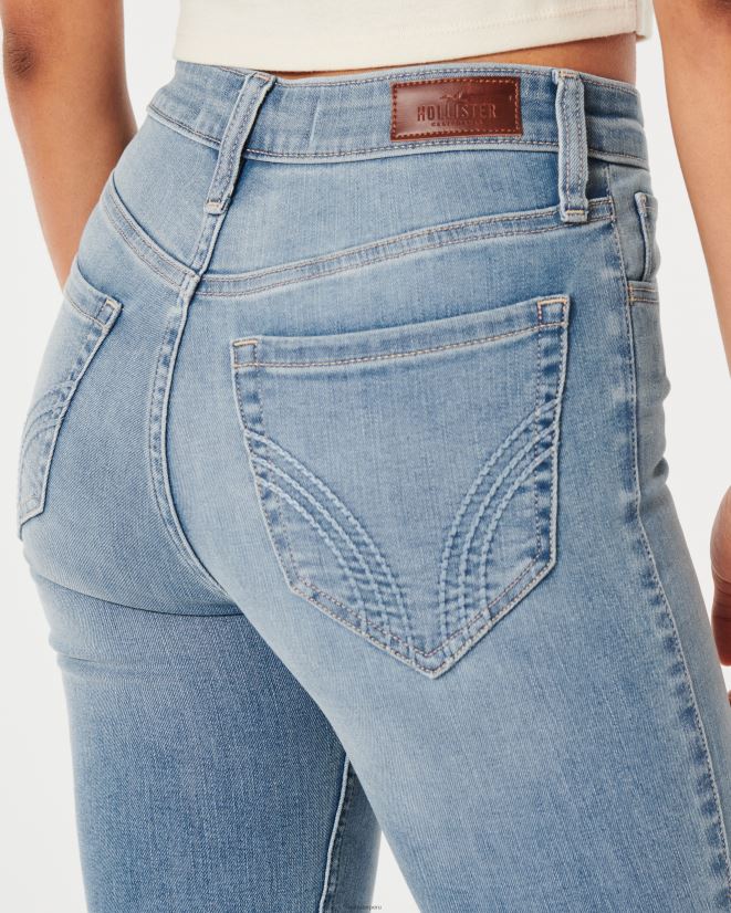 educación física Hollister jeans acampanados de tiro alto con lavado medio lavado medio claro 086N62508 mujer fondos