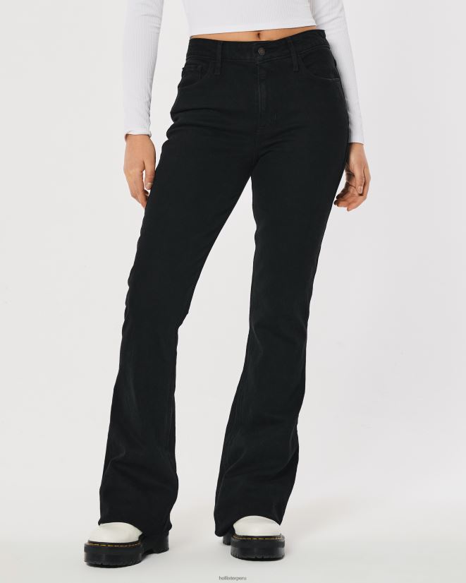 educación física Hollister jeans acampanados elásticos vintage negros de tiro alto negro 086N62636 mujer fondos