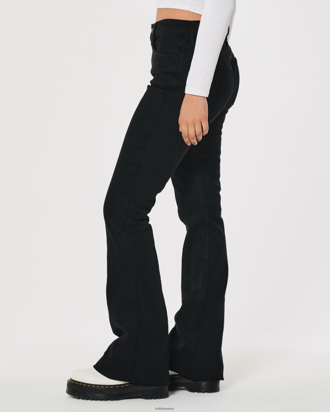 educación física Hollister jeans acampanados elásticos vintage negros de tiro alto negro 086N62636 mujer fondos