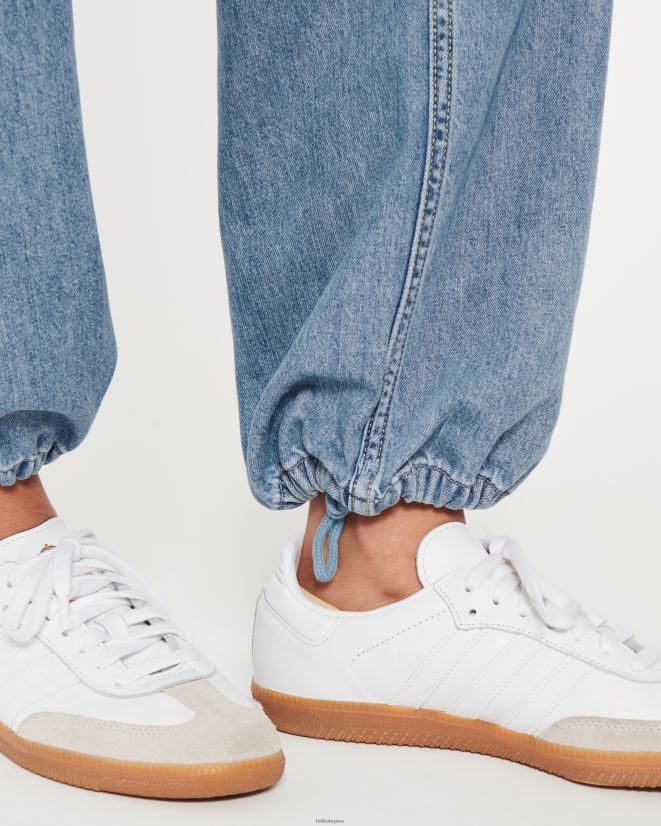 educación física Hollister jeans baggy parachute de tiro medio con tiro ajustable lavado medio 086N62662 mujer fondos