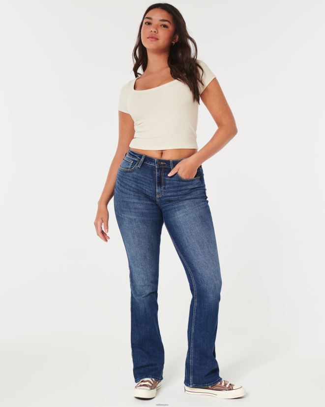 educación física Hollister jeans curvy con tiro medio y lavado medio lavado oscuro 086N62613 mujer fondos