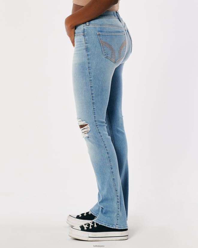 educación física Hollister jeans curvy de talle medio rasgados con lavado claro lavado claro rasgado 086N62620 mujer fondos