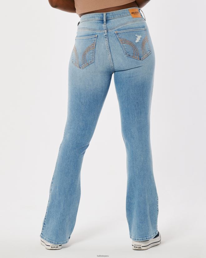 educación física Hollister jeans curvy de talle medio rasgados con lavado claro lavado claro rasgado 086N62620 mujer fondos