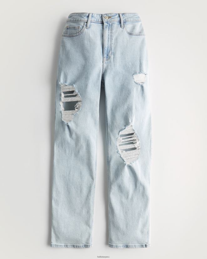 educación física Hollister jeans dad con tiro superalto lavado ligero rasgado y destruido 086N62559 mujer fondos
