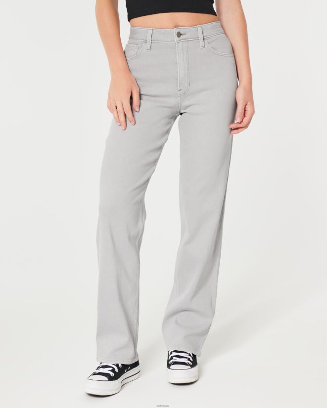 educación física Hollister jeans dad de tiro muy alto en gris gris claro 086N62726 mujer fondos