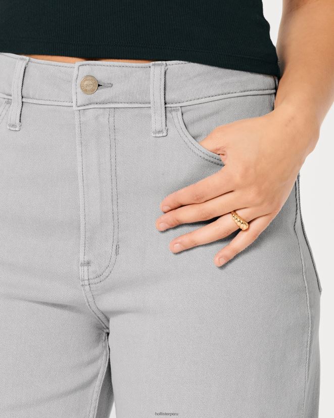 educación física Hollister jeans dad de tiro muy alto en gris gris claro 086N62726 mujer fondos