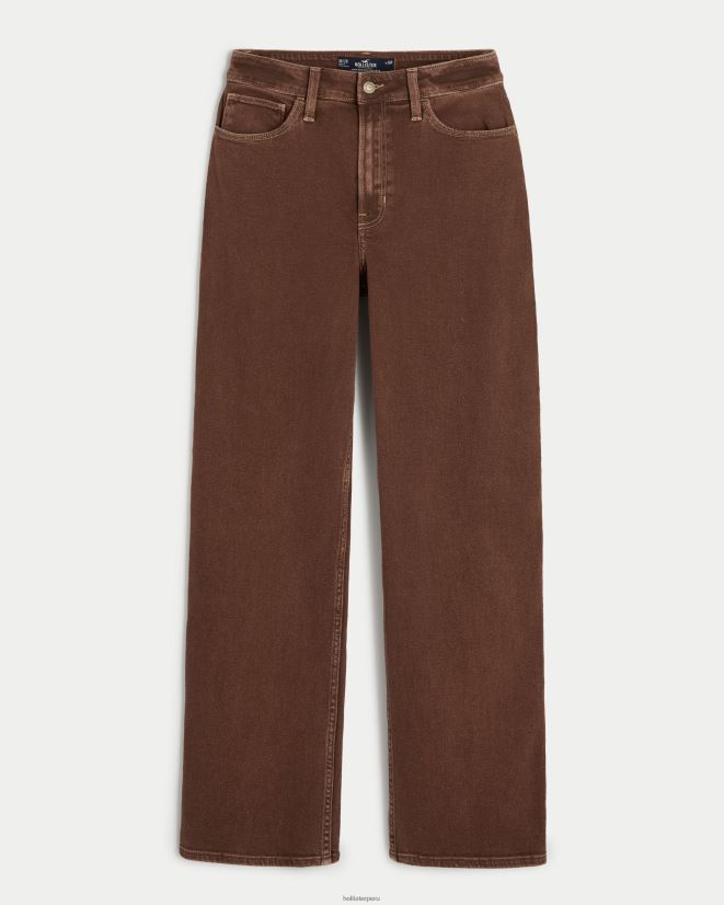 educación física Hollister jeans dad de tiro muy alto en marrón marrón 086N62591 mujer fondos