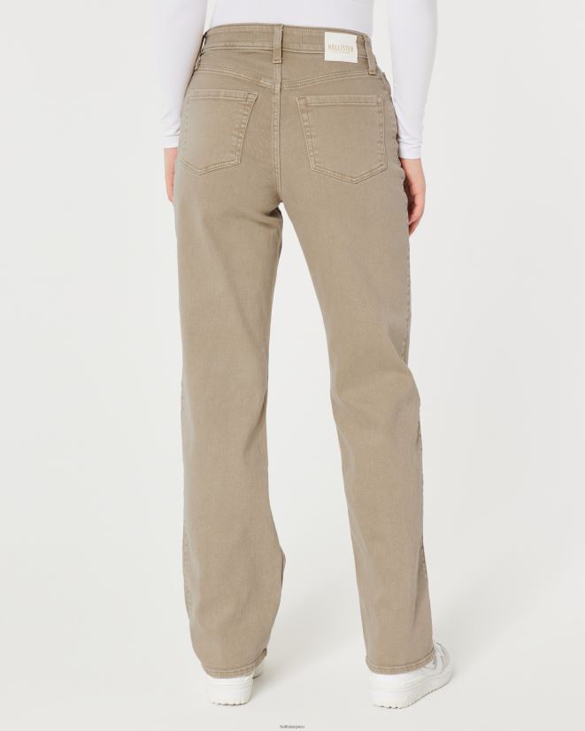 educación física Hollister jeans dad de tiro superalto marrón claro 086N62604 mujer fondos