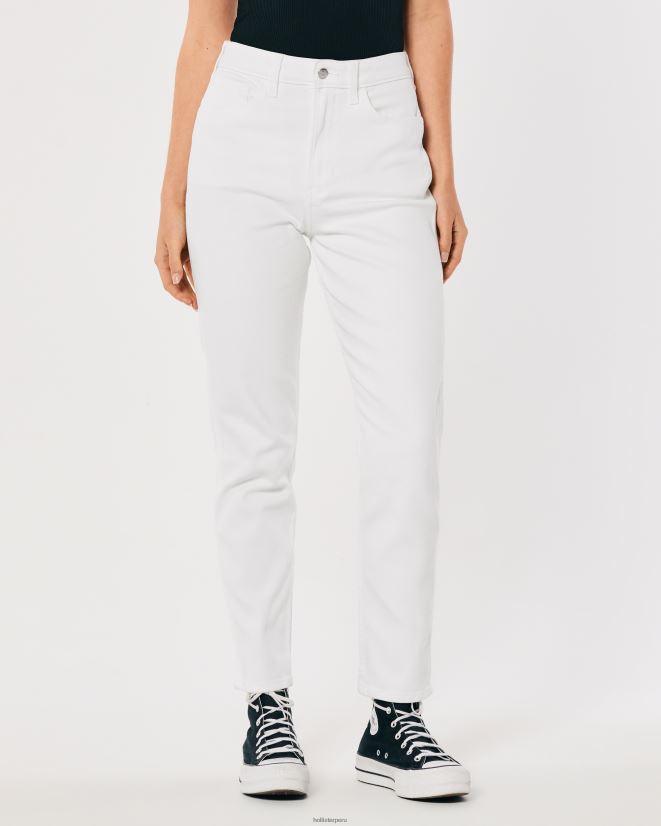 educación física Hollister jeans mom blancos de tiro muy alto blanco 086N62577 mujer fondos
