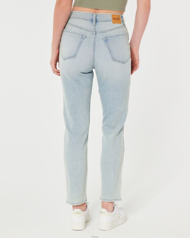 educación física Hollister jeans mom con tiro superalto y lavado claro lavado ligero 086N62607 mujer fondos