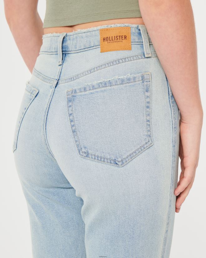 educación física Hollister jeans mom con tiro superalto y lavado claro lavado ligero 086N62607 mujer fondos