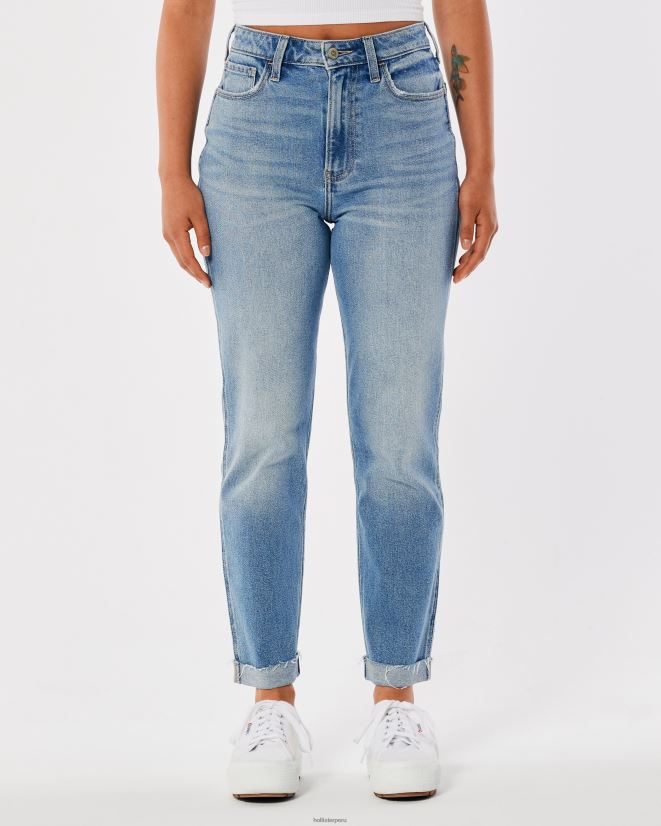 educación física Hollister jeans mom con tiro superalto y lavado medio medio 086N62529 mujer fondos
