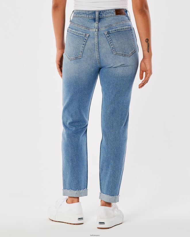 educación física Hollister jeans mom con tiro superalto y lavado medio medio 086N62529 mujer fondos