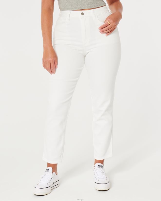 educación física Hollister jeans mom curvy de tiro muy alto en blanco crema 086N62578 mujer fondos