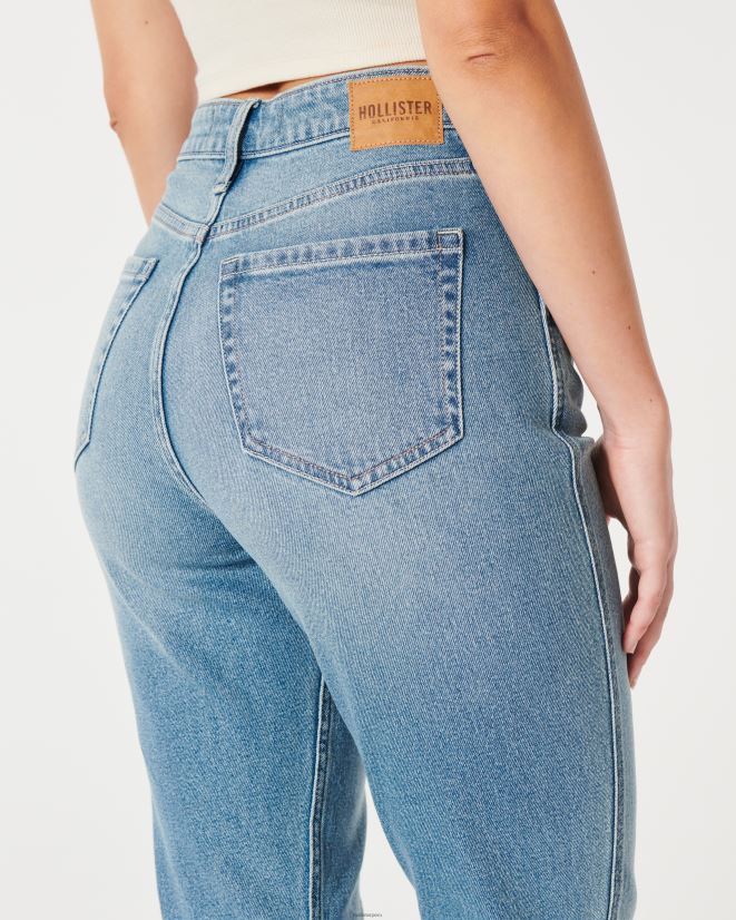educación física Hollister jeans mom curvy de tiro superalto con lavado medio lavado medio 086N62484 mujer fondos