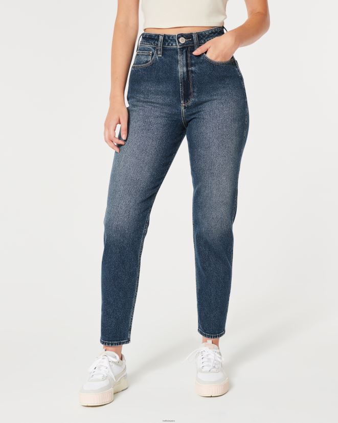 educación física Hollister jeans mom curvy de tiro superalto con lavado oscuro lavado oscuro 086N62572 mujer fondos