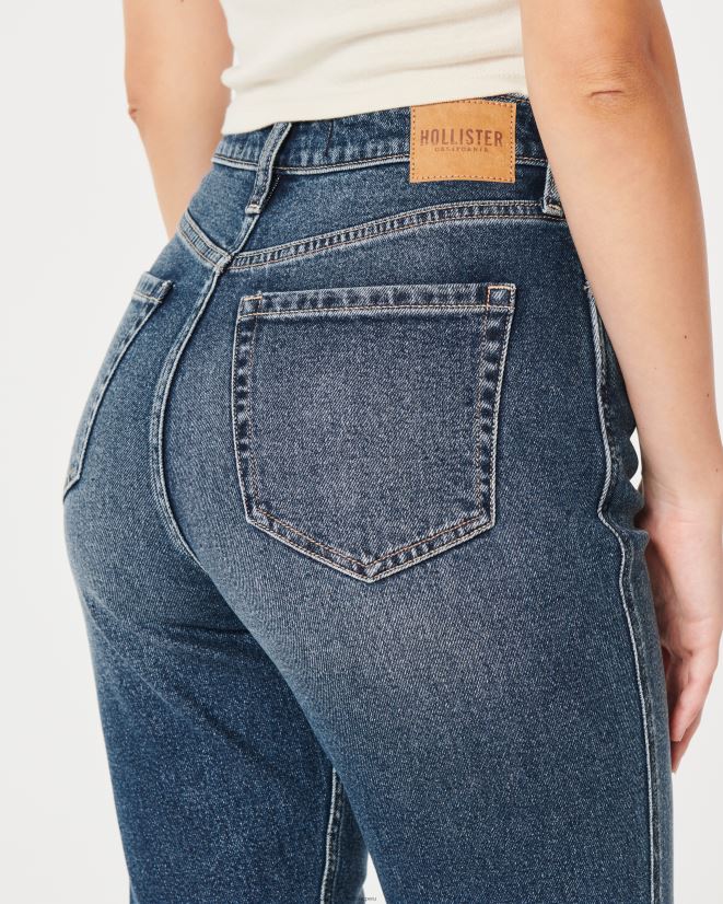 educación física Hollister jeans mom curvy de tiro superalto con lavado oscuro lavado oscuro 086N62572 mujer fondos