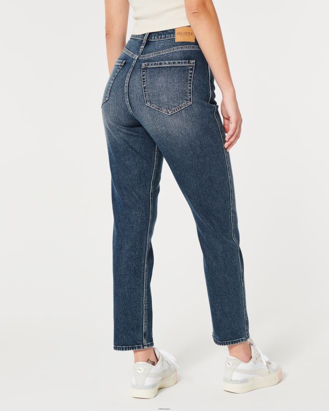 educación física Hollister jeans mom curvy de tiro superalto con lavado oscuro lavado oscuro 086N62572 mujer fondos