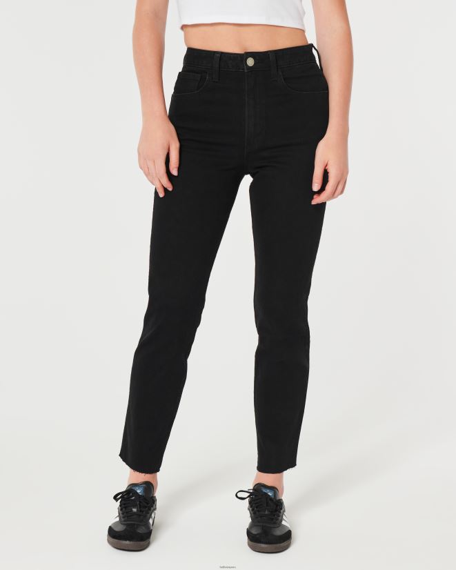 educación física Hollister jeans mom negros de tiro muy alto negro 086N62551 mujer fondos