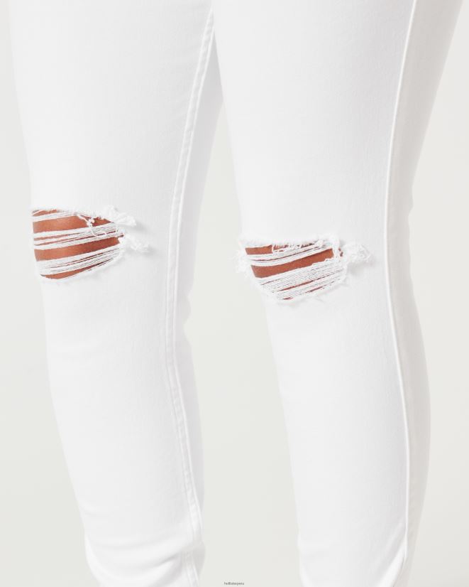 educación física Hollister jeans súper ajustados blancos de tiro alto con curvas blanco rasgado 086N62684 mujer fondos