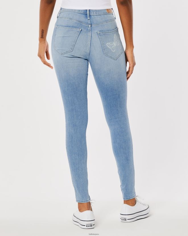 educación física Hollister jeans súper ajustados con cintura alta y lavado medio con estampado de mariposas lavado medio 086N62732 mujer fondos